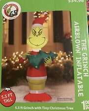 The GRINCH Airblown Inflatable 5.5ft w Christmas Tree Dr. Seuss 65TH Anniversary picture