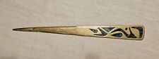 Los Castillo Mexico Vintage Brass Letter Opener Natural Stone Inlay Mexico picture