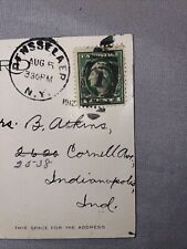 1912 Postmarked Postcard with Rare George Washington 1 Cent Green Stamp Vintage picture