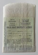 Vintage 1958-60 Back Seat Driver’s License Hilarious Funny Gag Gift - Brand New picture
