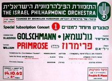 1962 Viola RARE CONCERT POSTER IPO Israel PRIMROSE Mendelssohn GOLSCHMANN Hebrew picture