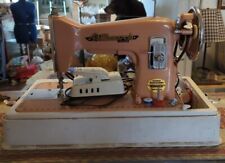 Monarch SUPER Deluxe PRECISION SEWING MACHINE 1950's Pink Electric JAPAN picture