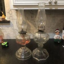 Set of two -NICE VINTAGE CLEAR GLASS   OIL LAMP picture