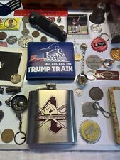 Junk Drawer Lot Vintage Trump Wallet Knife Tom Glavine Signed Coins Arrow Heads picture