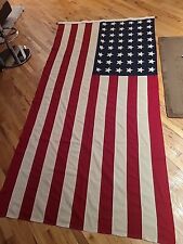 Antique WW2 48 Star 5' X 9.5' American Cloth Flagpole Flag picture
