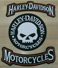 HARLEY ROCKERS WILLIE G. SKULL Motorcycle Jacket Vest BACK PATCH large 3pc. Set picture