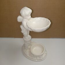 Vintage Avon White Porcelain Cherub Angel Candle Holder Figurine 6.5
