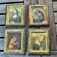 4 Antique VTG  GB Florence Art Wood Frame Madonna Mona Lisa Lebrun Raphael ITALY picture