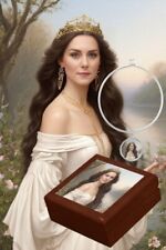 Princess Kate Middleton Portrait Art Wood Jewelry Box (Tile Lid) & Charm Bangle  picture