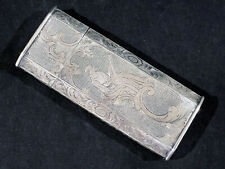 Antique NICKEL SILVER SILVERPLATE HAND ENGRAVED CIGAR CASE picture