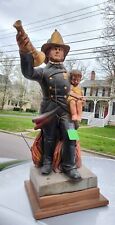 Rare VINTAGE Fireman With Helmet ALFCO NY Statue 1950's Antique Fire Fighter picture