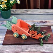 VTG Midwest Importers Cannon Falls Easter Spring Carved Wooden Wood Carrot Cart picture