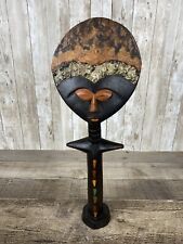 African Ghana Handcrafted Carved Wood Deity With Metal Crown picture