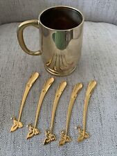 Vintage Mikimoto Set of 6 Gold Tone Brass Cup Stirrers picture