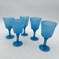 5 Vintage 1930’s Seguso Blue Murano Pulegoso Goblet  Glasses Hard To Find picture