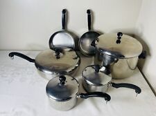 Vintage Farberware Aluminum Clad Stainless Cookware 10 Piece Sauce Pans Pot Lids picture
