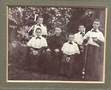 Antique Victorian Religious Photograph Priest With Group Of Altar Boys  Rare picture