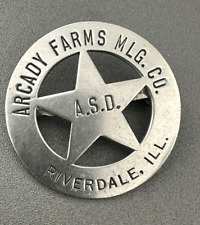 ARCADY FARMS MILLING COMPANY Employee Badge RIVERDALE ILLIINOIS Pin PATENT  1938 picture