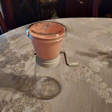 Vtg FEDERAL HOUSEWARES Nut Food Chopper Grinder Manual Pink Starburst Glass picture