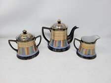 Vintage RS Japan Thousand Faces Teapot,  Creamer & Sugar 1930s picture