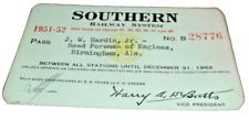 1951-1952  SOUTHERN RAILWAY COMPANY EMPLOYEE PASS  picture