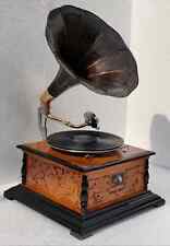 Antique Gramophone HMV Phonograph Record Vintage Player Portable Working 78 Win picture