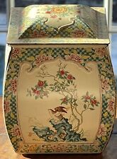 Lovely Vintage Biscuit Tea Tin Floral Chintz & Panels  Tin Canister Holland picture