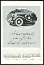 1934 Lincoln V-12 car photo vintage print ad picture