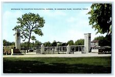 c1940 Entrance Houston Zoological Garden Hermann Park Houston Texas TX Postcard picture