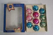 12 Vintage Coby Glass Christmas Tree Ornaments With Box Lace Grapes Snowflakes picture