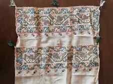 1950 Turkish antique textile yaglik hand woven linen  silk Ottoman floral decor picture