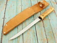 VINTAGE OLD HICKORY USA FIXED BLADE HUNTING FISHING FILET KNIFE & SHEATH KNIVES picture