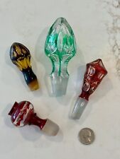 LOT OF 4 VINTAGE BOHEMIAN BLOWN/CUT CRYSTAL CZECH DECANTER BOTTLE STOPPERS picture