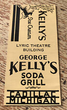 1930s-40s George Kelly’s Soda Grill Ice Cream Cadillac Michigan Matchbook Cover picture