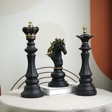  International Chess Pieces Sculpture Statue Decor King Queen Knight 3 piece set picture