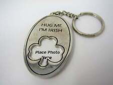 Vintage Keychain Charm: Hug Me I'm Irish Picture Frame Clover Design picture