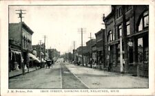 Vintage Postcard Iron Street facing East Negaunee MI Michigan c.1915-1930   M239 picture