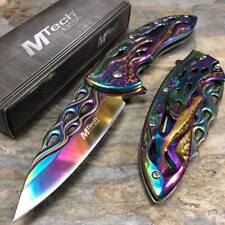 MTech  Assited Open All Rainbow Blade Flame Cut Collection Pocket Knife picture