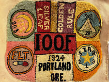 Antique Fraternal Odd Fellows Hooked Rug 1924 Portland hook folk art picture