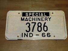 VTG 1966 INDIANA SPECIAL MACHINERY LICENSE PLATE #6786 IND-66 BLACK WHITE NICE picture