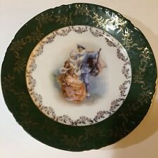 Antique Germany Plate Courting Couple Filigree Gold Details  picture