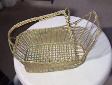 Vintage Gold Metal Wine Basket w/ Braided Handle 9” X 6” picture