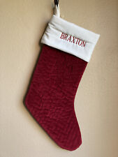 Pottery Barn Channel Quilted Stocking BRAXTON mono medium 2021 Red picture