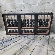 Vintage Black Chinese Lotus Flower Brand Abacus 13 Rods 91 Beads Brass Hardware picture