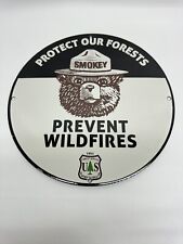SMOKEY the BEAR PREVENT FOREST FIRES VINTAGE STYLE PORCELAIN SIGN PUMP PLATE picture