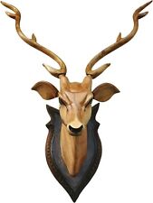 Handcrafted Wooden Deer Head Natural Home Wall Decor Sculpture Large 20X12