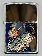 Vintage 1998 Big Mouth Bass Fishing High Polish Chrome Zippo Lighter NEW picture