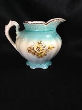 Vintage RS Prussia Reproduction Pitcher Blue Yellow Floral picture