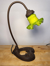 Vintage Lily Pad Green Ruffled Shade Gooseneck Desk Nightstand Lamp Tested 16