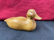 Vintage Handcarved Oak Wooden Duck-